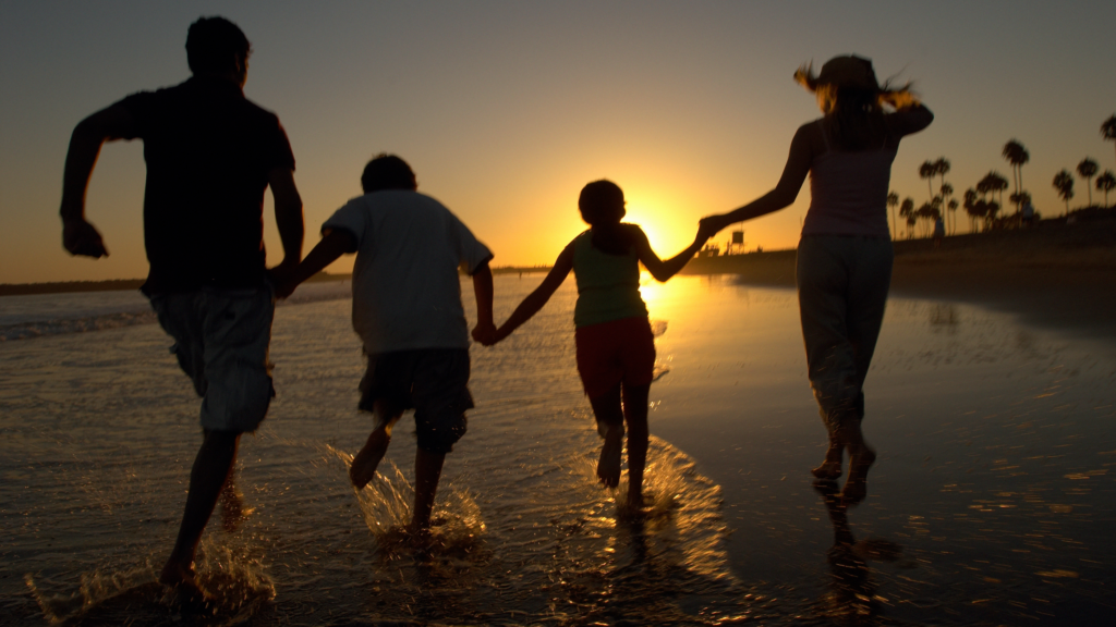 Family on Cancun beach