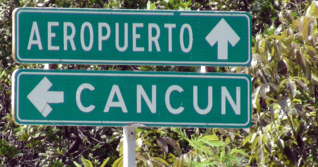 Cancun airport sign