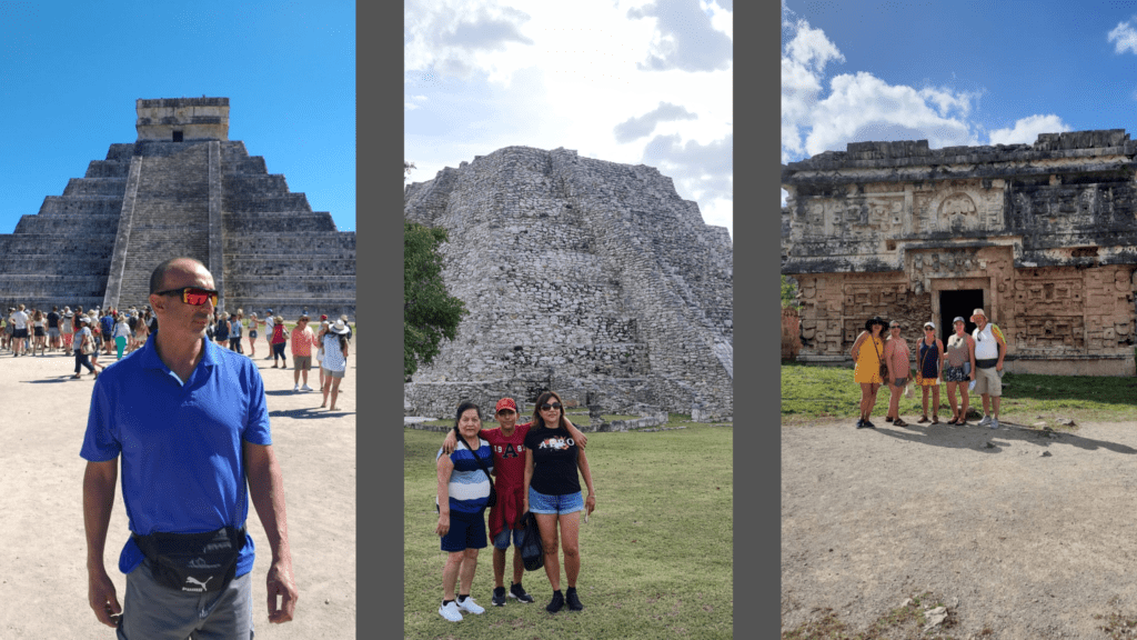 3 different Mayan ruins photos