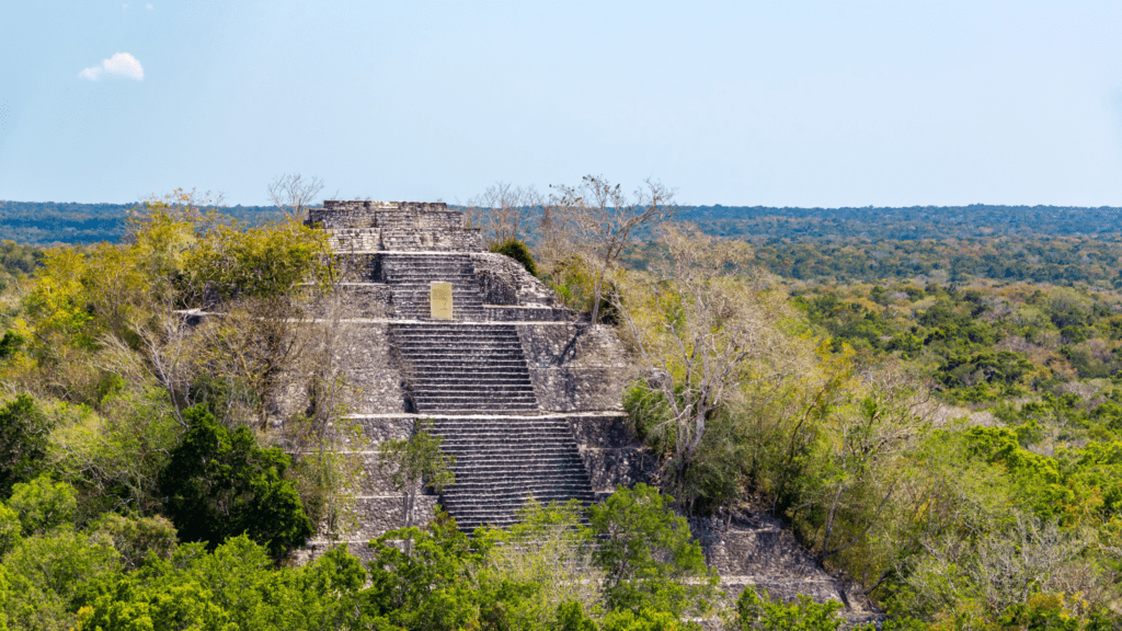 Maya ruin in the vast Yucatan jungle