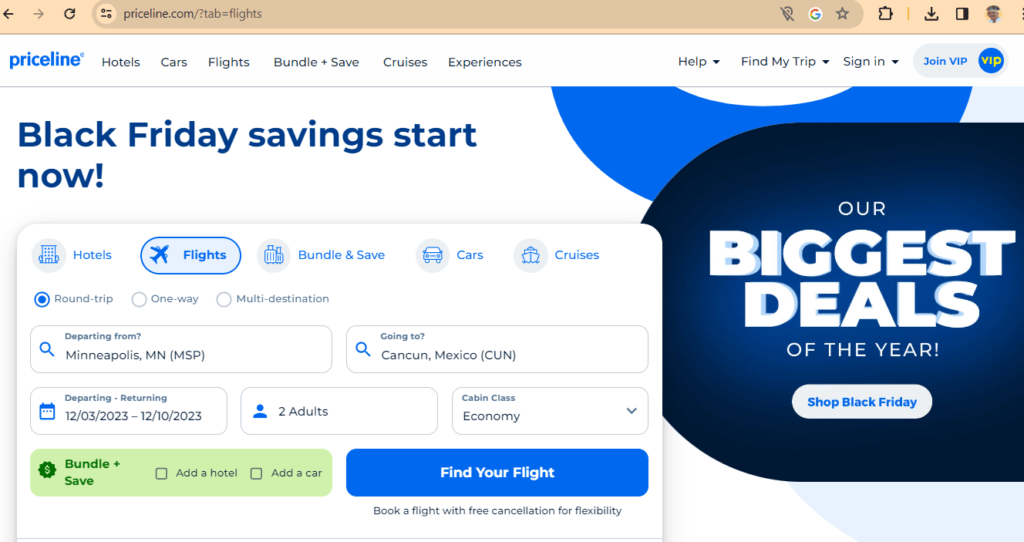 Priceline website