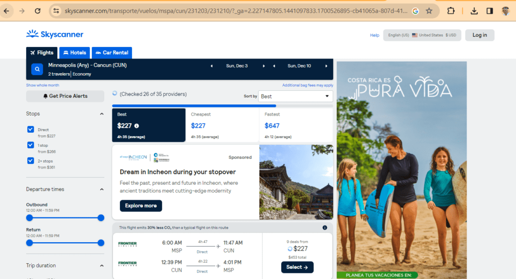 Skyscanner website